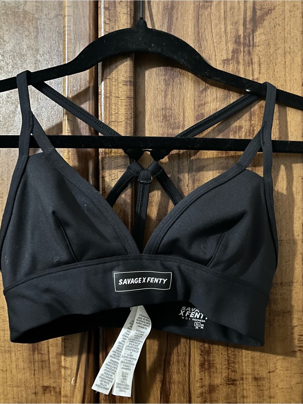 Savage X Fenty Black Strappy Molded Sports Bralette XS